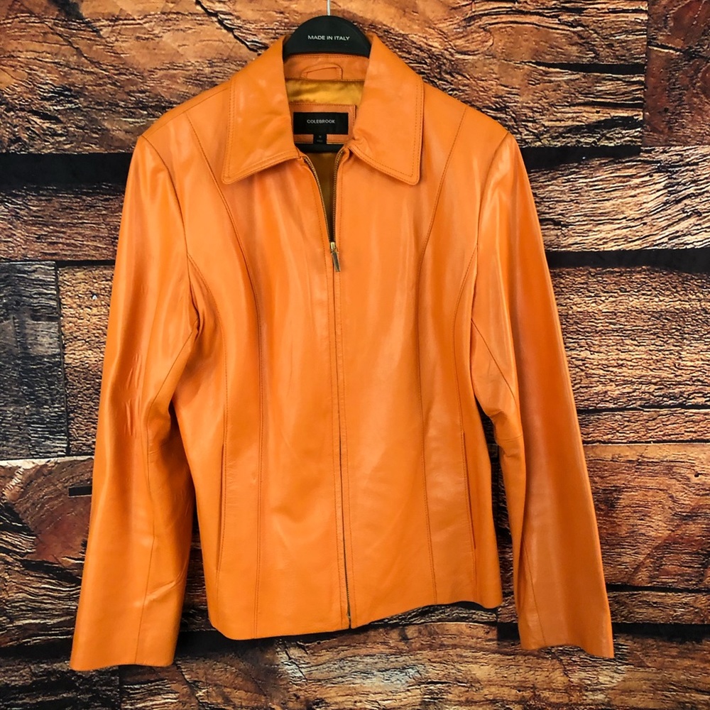 🍁Vintage Rust Orange Leather Jacket 🍁